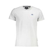 Grijze Katoenen T-Shirt met Borduursel en Print La Martina , White , H...