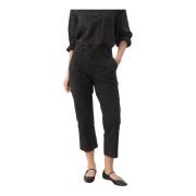 Cropped Trousers Part Two , Black , Dames