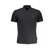 Zwart Katoenen Polo Shirt met Borduursel Napapijri , Black , Heren