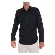 Effen Overhemd, Slim Fit Càrrel , Black , Heren