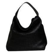 Handgeweven leren hobo tas Tramontano , Black , Dames