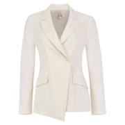 Op Maat Gemaakte Asymmetrische Blazer in Sandy Beige Jaaf , Beige , Da...