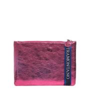 Gelamineerde kalfsleren clutch Tramontano , Pink , Dames