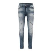 Beschadigde Skinny Fit Jeans met Whiskering Detail Pure Path , Blue , ...