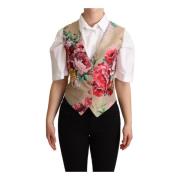 Mouwloos Bloemen Vest Beige Italië Dolce & Gabbana , Multicolor , Dame...