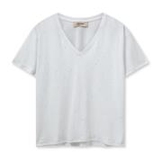 Witte V-Hals Tee met Similisten MOS Mosh , White , Dames