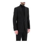 Slim Cut Jacquard Tuxedo Jacket Burberry , Black , Heren