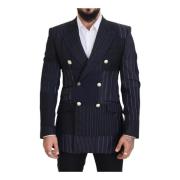 Navy Blauw Peak Revers Wollen Blazer Dolce & Gabbana , Multicolor , He...