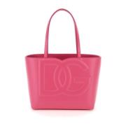 Maxi DG Logo Leren Tote Tas Dolce & Gabbana , Pink , Dames