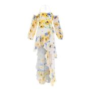 Bloemenprint Asymmetrische Zijden Jurk Raquel Diniz , Multicolor , Dam...