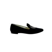 Fluweel Geborduurde Slof Ines De La Fressange Paris , Black , Dames