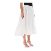 Bloemen Cloqué Yoke Midi Rok Simone Rocha , White , Dames