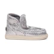 Gehaakte detail Eskimo sneakers Zilveren slang Mou , Gray , Dames