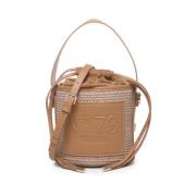 Natuur Witte Bucket Tas met Appelafval V73 , Brown , Dames