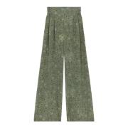 Irina, zijden bedrukte broek Cortana , Green , Dames