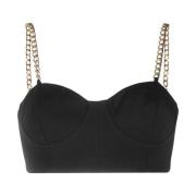 Gestructureerde Crepe Bustier Top Michael Kors , Black , Dames