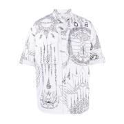 Grafisch Bedrukt Katoenen Overhemd Dsquared2 , White , Heren