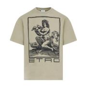 Groene Print Katoenen T-shirt Etro , Green , Heren