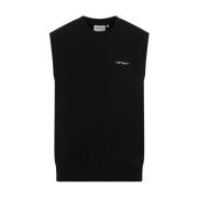 Script Vest Sweatshirt Zwart Wit Carhartt Wip , Black , Heren