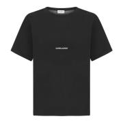 Zwarte katoenen jersey T-shirt met iconisch logo Saint Laurent , Black...