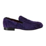 Luxe Paarse Schapenvacht Loafers Dolce & Gabbana , Purple , Dames