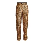 Luxe Bloemen Jacquard Hoge Taille Broek Dolce & Gabbana , Multicolor ,...