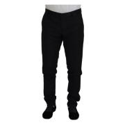 Elegante Zwarte Wol Chino Jurk Broek Dolce & Gabbana , Black , Heren