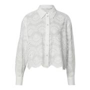 Wit Mesh Patroon Shirt Only , White , Dames
