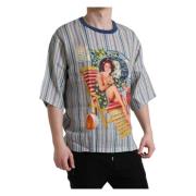 Multicolor Agosto Print Linnen T-shirt Dolce & Gabbana , Multicolor , ...