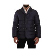 Donkerblauwe Zijden Geiten Blouson Jas Dolce & Gabbana , Blue , Heren