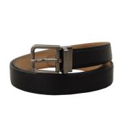 Prachtige Zwarte Leren Riem met Metalen Gesp Dolce & Gabbana , Black ,...