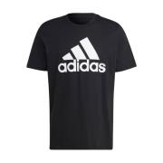 Zwarte T-shirts en Polos met Groot Logo Adidas , Black , Heren