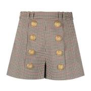 Wollen shorts met gouden knopen Balmain , Brown , Dames