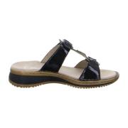 Flat Sandals ara , Black , Dames