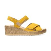 Brede pasvorm gele sandaal met klittenband Mephisto , Yellow , Dames