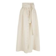 Gilda, rok van katoen, papier en linnen Cortana , Beige , Dames