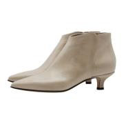 Leren Stiletto Enkellaarsjes Pomme D'or , Beige , Dames