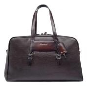 Embossed Leather Weekendtas Santoni , Brown , Dames