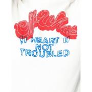 Wit Rood Heart Trouble T-Shirt Off White , White , Dames