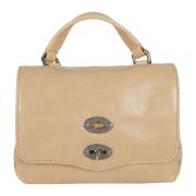 Beige Leren Crossbody Tas Zanellato , Beige , Dames