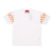 Flames Tee Streetwear Shirt Vision OF Super , White , Heren