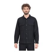 Zwarte Overhemd met Zakken Selected Homme , Black , Heren