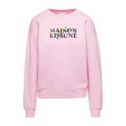 Roze Logo Print Crewneck Sweatshirt Maison Kitsuné , Pink , Dames