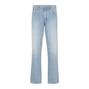 Monogrammed jacquard denim jeans Balmain , Blue , Heren