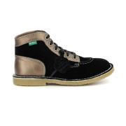 Comfort Leren Laarzen Kicklegend Vetersluiting Kickers , Black , Dames