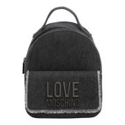 Metal Logo Backpack Love Moschino , Black , Dames