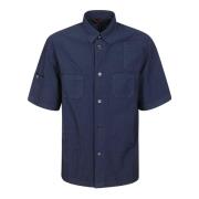 Blauw Katoenen Overhemd met Geborduurd Zakje Barena Venezia , Blue , H...