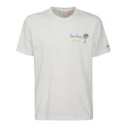 Wit Katoen Korte Mouw Borstprint T-Shirt MC2 Saint Barth , White , Her...