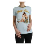 Lichtblauw Katoenen Crew Neck T-Shirt Dolce & Gabbana , Multicolor , D...