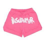 Fluo Fuchsia Streetwear Logo Shorts Disclaimer , Pink , Dames